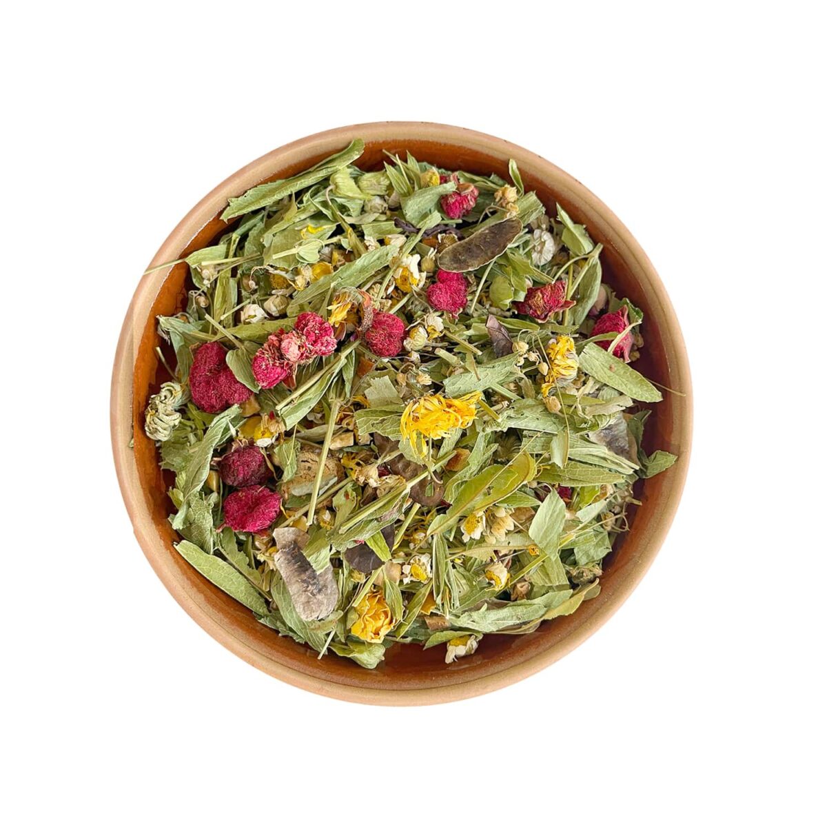 Wildflower Tea - A delightful blend of Himalayan musk rose, Isparta roses, orange peel, velvet pomegranate flower, rose leaves, and rosehip. Turkish Herbal Tea by TonTea.