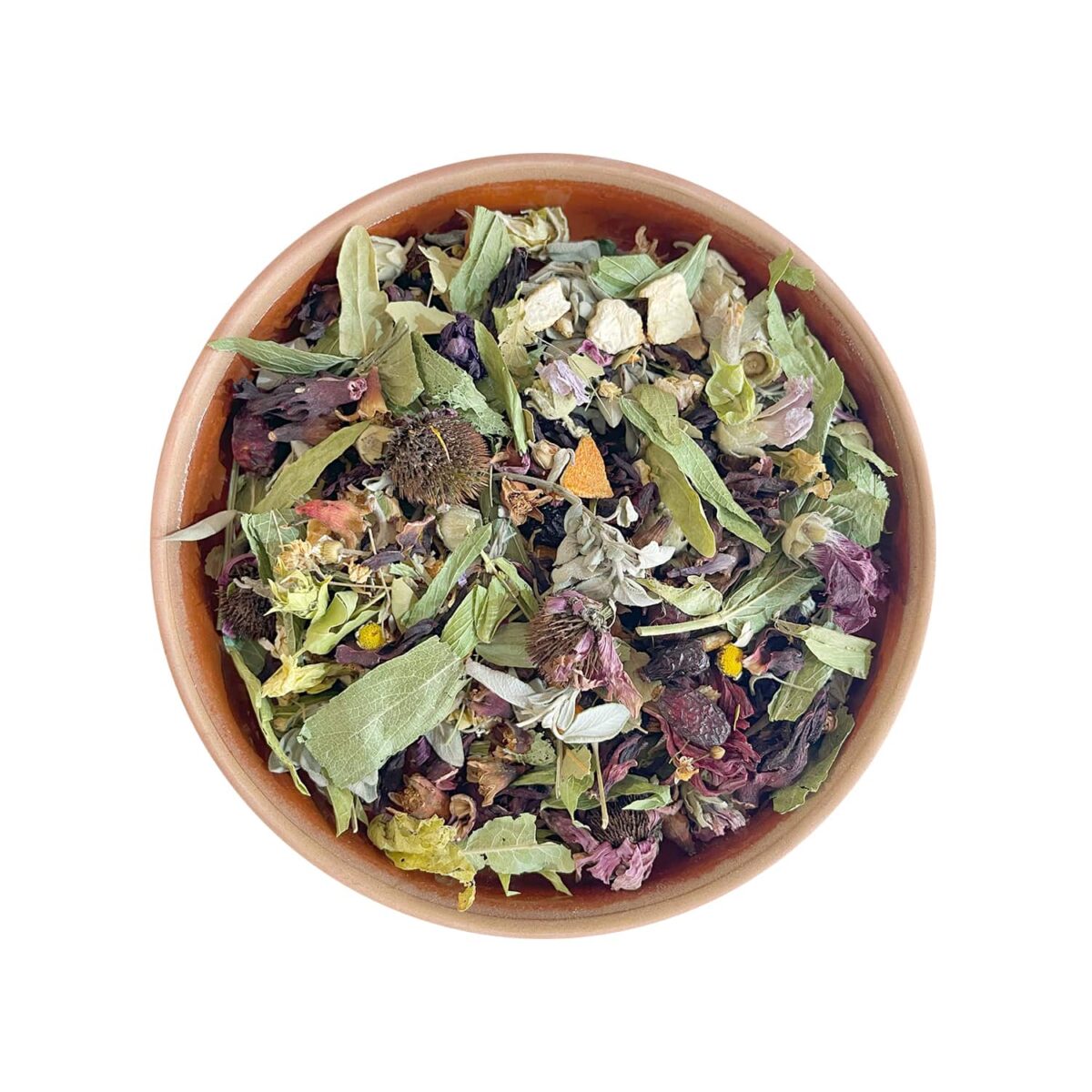 Winter Tea - A blend of Echinacea, pomegranate flower, genuine pomegranate flower, eucalyptus leaves, sage, chamomile, and linden. Turkish Herbal Tea by TonTea.